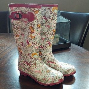 Steve Madden Paisley Print Size 8 Rain Boots